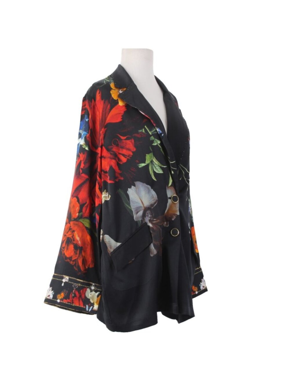 Camilla Blazer Jacket Sz XS/S Black Red 'Still Life' Floral 100% Silk Jacket - Picture 5 of 12